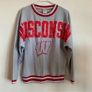 VS Love Pink Wisconsin Badgers Lightweight Sweatshirt Womens XS Gray Spellout